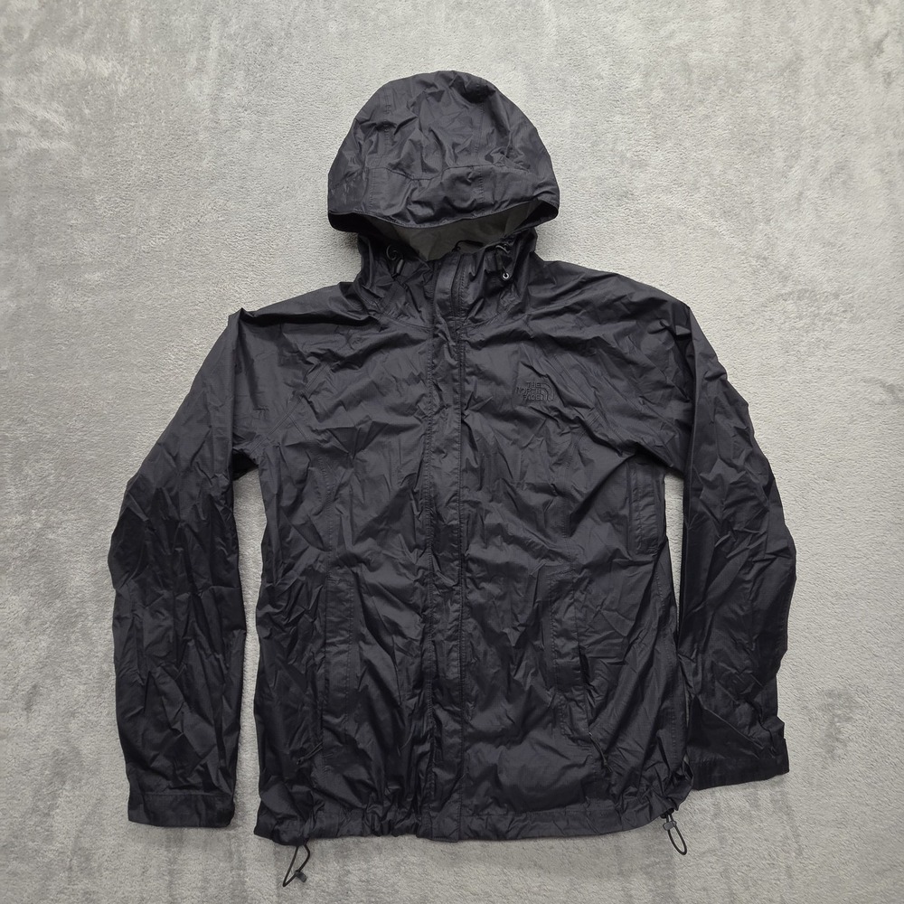 The North Face Jacket Womens L Black Rain Coat Hooded Lined Waterproof DryVent
